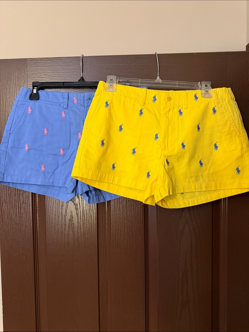 Polo by Ralph Lauren Yellow & Periwinkle Embroidered Pony High-Waist Shorts